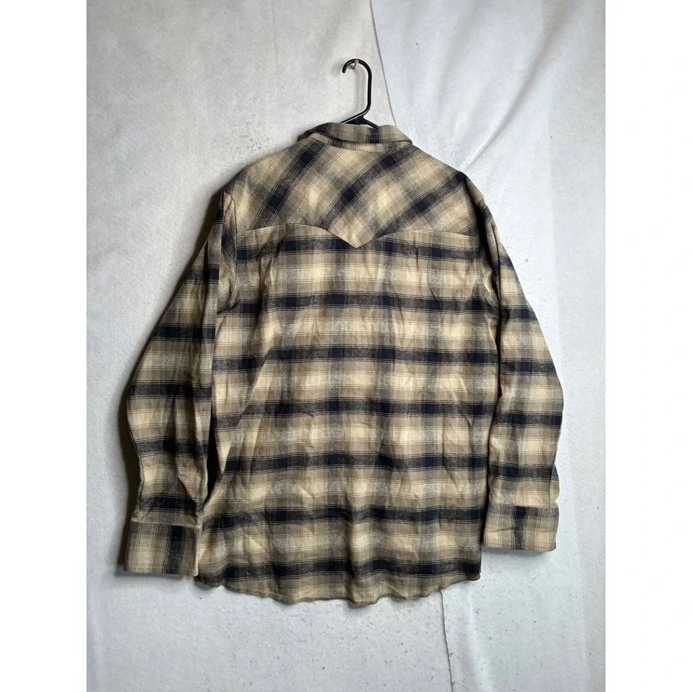 Wrangler Mens Plaid Western Snap Shirt Tan Black XLT Tall 75273AA Long Sleeve